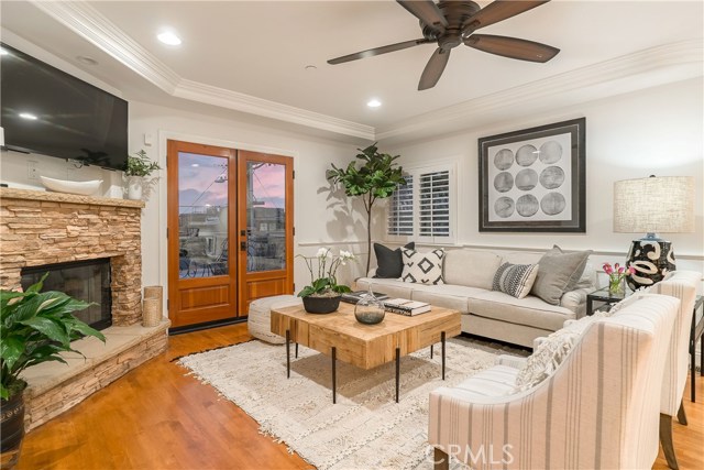 Gorgeous Living Room with Fireplace & Wood Floors