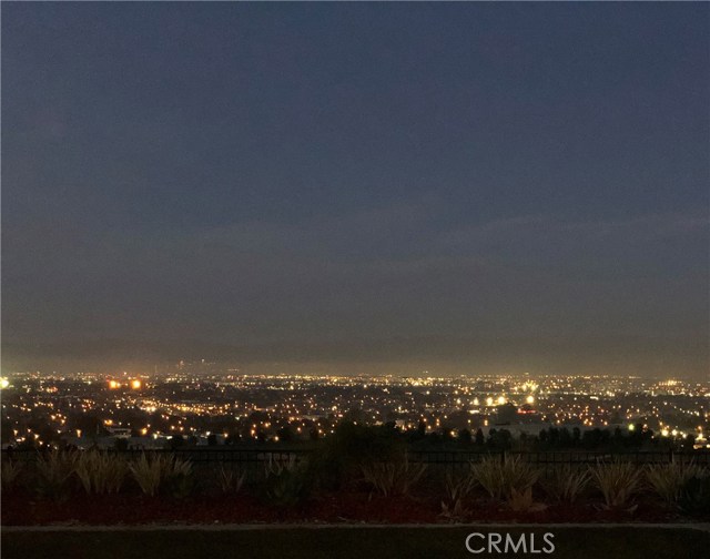 Beautiful nighttime city lights views. Downtown L.A. sparkles in the distance.
