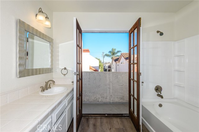 Master Bath with Dual Sinks exits to a very Large Patio!