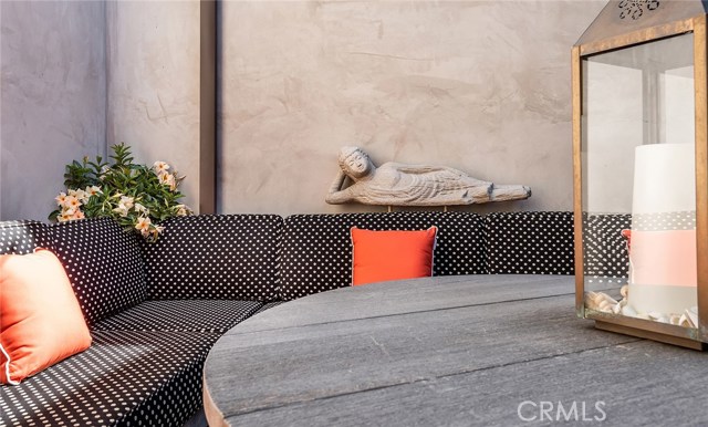 Cement bench with custom seating will accommodate many guests.