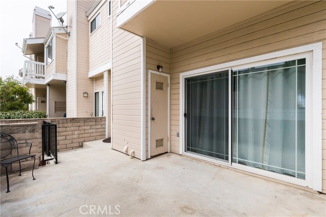 Patio with sliding doors to family room