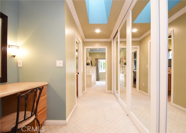 Built-in dressing table and mirrored closet doors