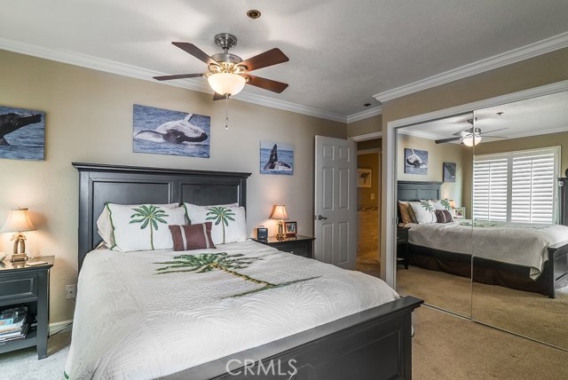 The two spacious bedrooms have 3” plantation shutters, mirrored closet doors and adjustable shelving in the closets.  
