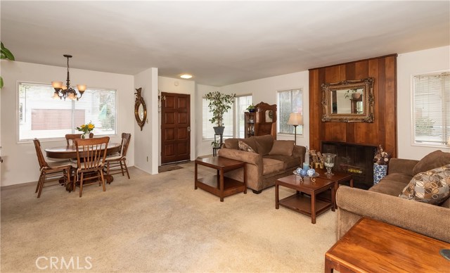 Entry and Living Room with Fireplace