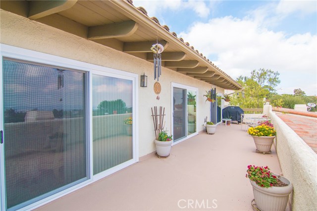 Patio/deck runs full length of the home