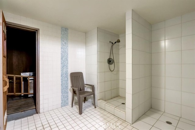 Shower outside the sauna for community use.