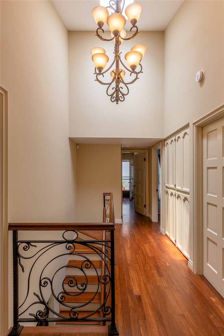 Upstairs hallway.  Hardwood floors through out entire upstairs (including bedrooms). Bedrooms all upstairs.  Entrance to master bedroom is to the left.  Other bedrooms accessed via the hallway