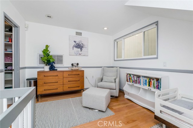 Lower level bedroom - large enough for 2 children to share with walk-in closet.