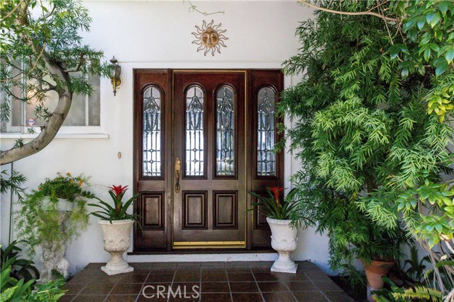 Front door with glass inserts.