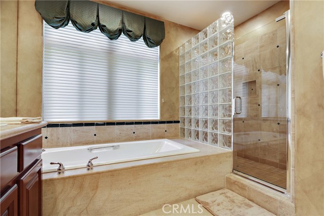 Master Bath Spa Tub and Glass Block Shower