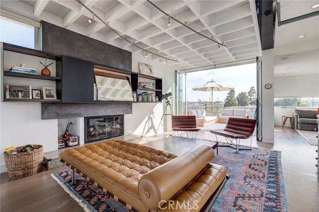 Living room with deck