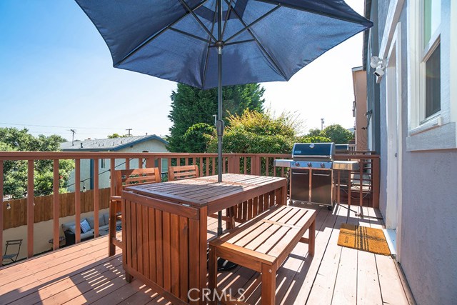 Redwood deck off of kitchen