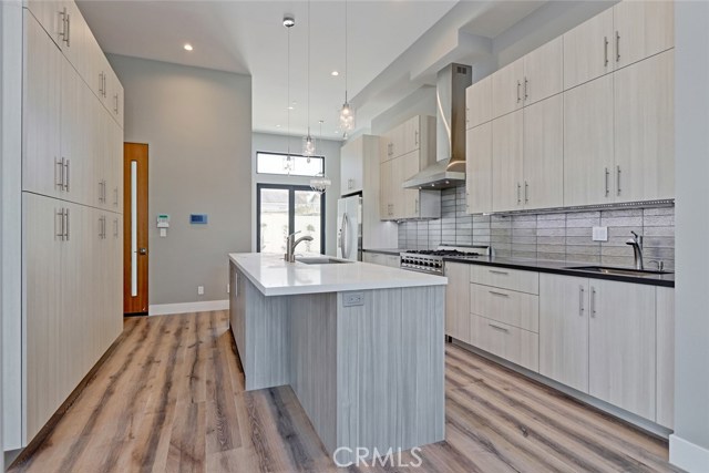 LOTS OF EXTRA CABINETS IN THE KITCHEN.  TWO SINKS.  AUTOMATIC MICROWAVE. SIX BURNER STOVE.  DOUBLE DOOR REFRIGERATOR.  ALL STAINLESS STEEL.