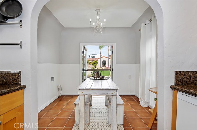 Dining area off of kitchen with french doors