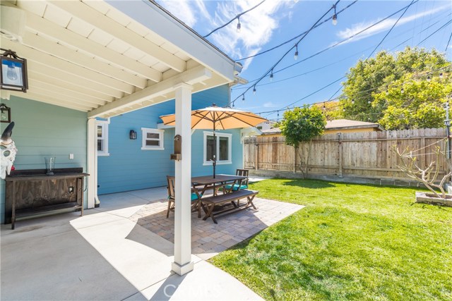 Rear patio and backyard