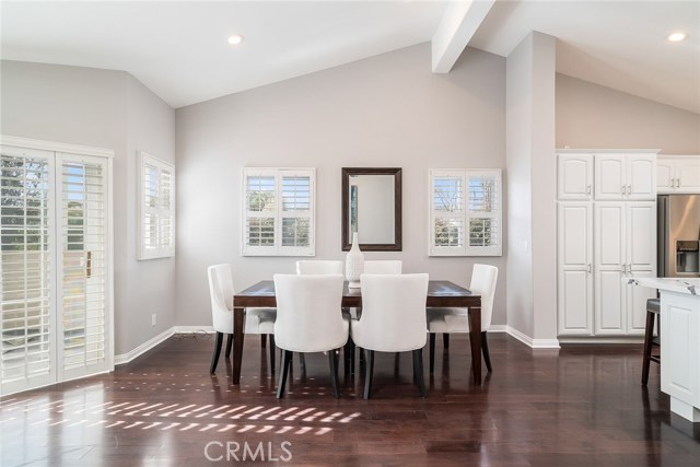 Dining area, showing patio & kitchen area