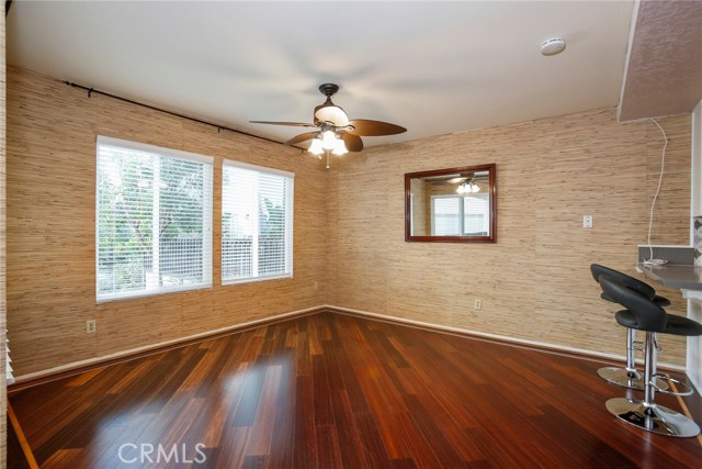 Dining Room with ceiling fan.