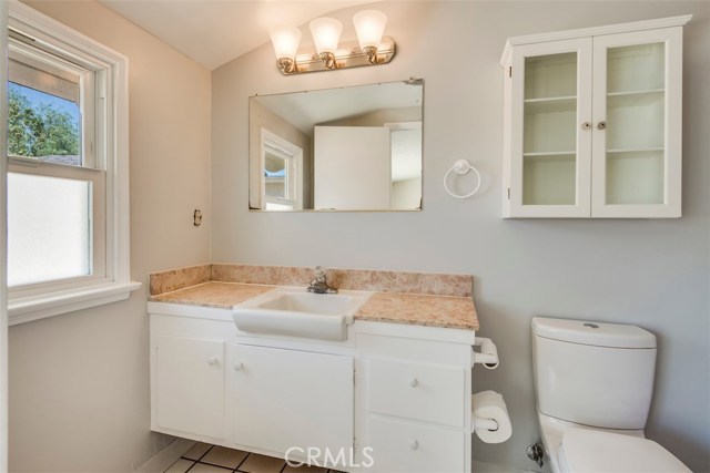 Master bathroom; also equipped with dual-flush, low-flow toilet.