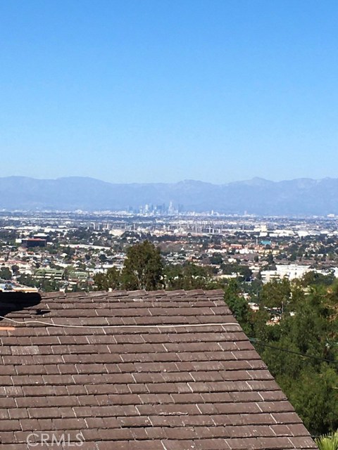 Spectacular view from deck of city, downtown LA and mountains