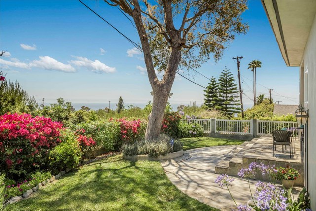 Private yard with mature landscaping and Ocean and Catalina Views