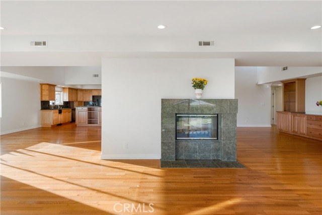 Double sided fireplace from family room.