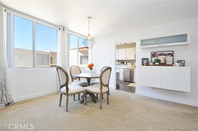 Dining area with view of the pool