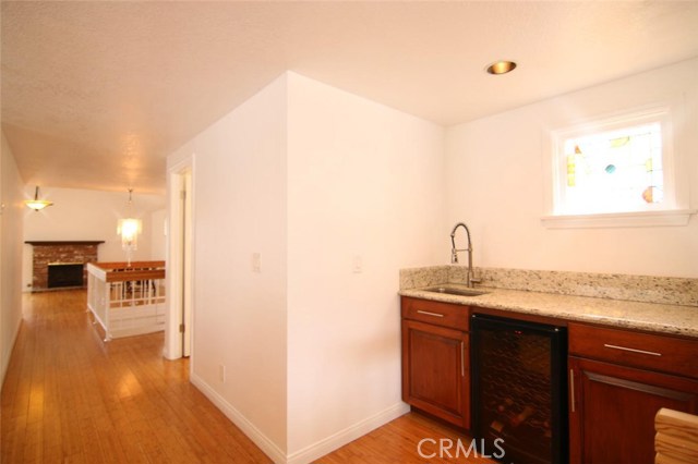 View from dining area to powder room.