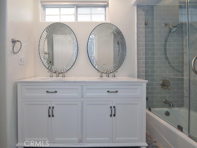 Double Sink Vanity in Upstairs Hallway Full Bathroom