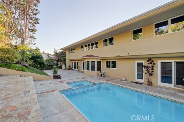 Large private backyard with pool