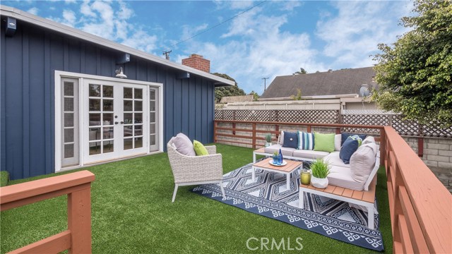 Deck covered with turf off living room