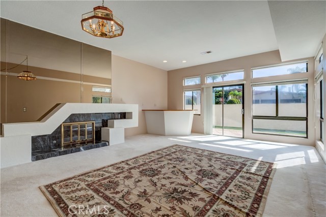 Family room has a fireplace