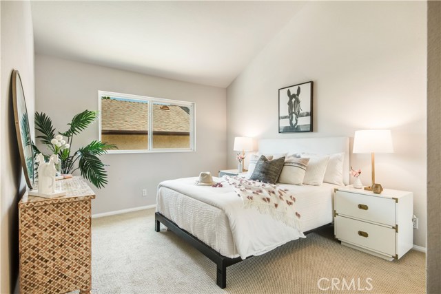 The bedrooms are airy and bright with vaulted ceilings.
