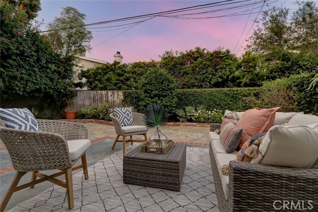 PRIVATE OUTDOOR BACKYARD AREA AT DUSK