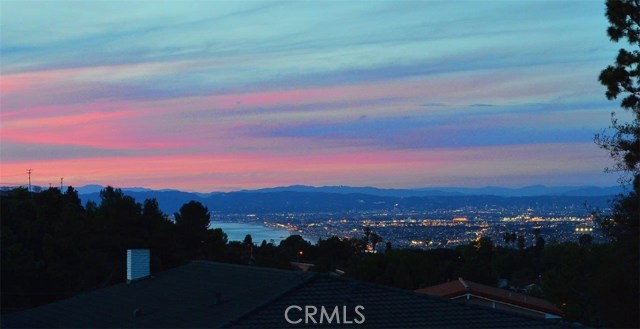 Santa Monica Bay coastline at dusk.