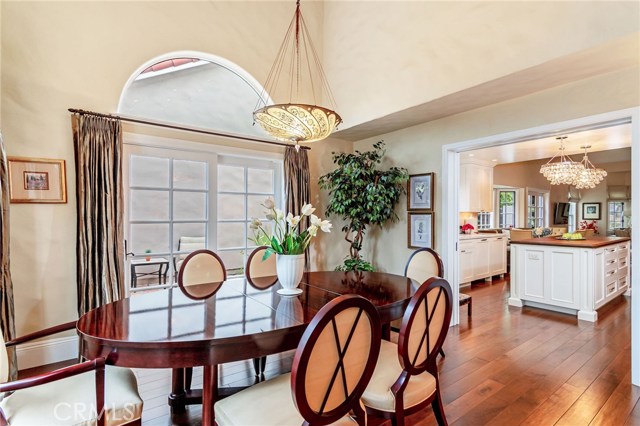 View of dining room and entry to gourmet chefs kitchen!