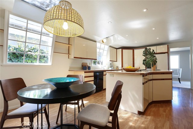 Kitchen has large area for an eating nook