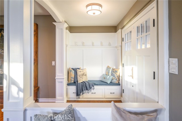 Charming entry seating nook with storage