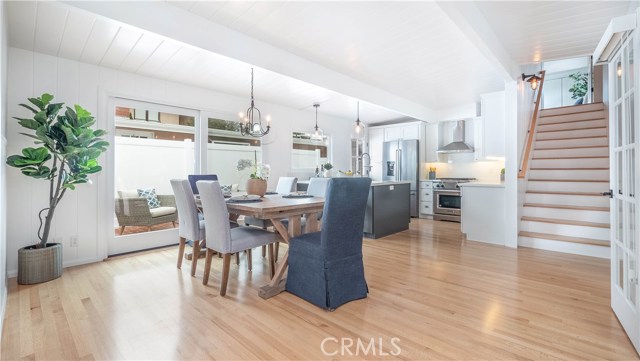 View of open kitchen and dining room