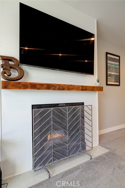 Fireplace in living area.