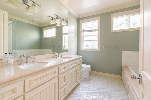 Primary bathroom with dual sinks