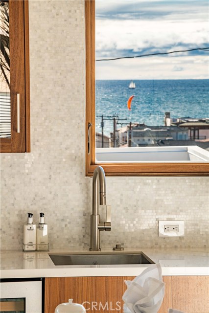 Salad sink with view of ocean