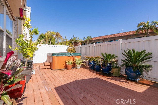 Back patio with hot tub