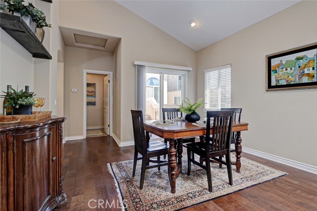 Wood floors and cathedral ceiling