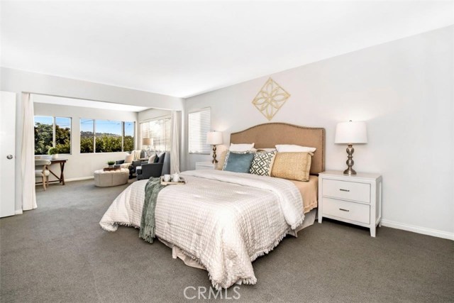 Master bedroom with a sitting area or an office with beautiful Palos Verdes Peninsula view!