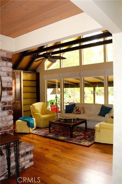 view of living room from between entry and kitchen