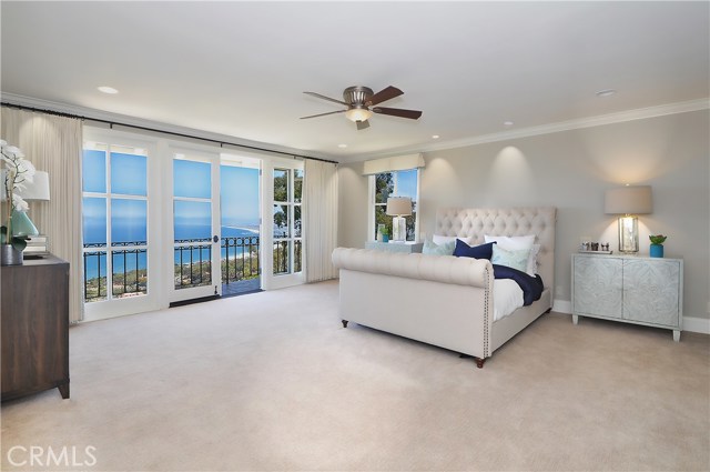 Generouly sized Master Bedroom includes, his/her wardrobes, an elevator stop, and an all new luxurious Master Bath (formerly the fifth bedroom) plus a charming balcony to the view.