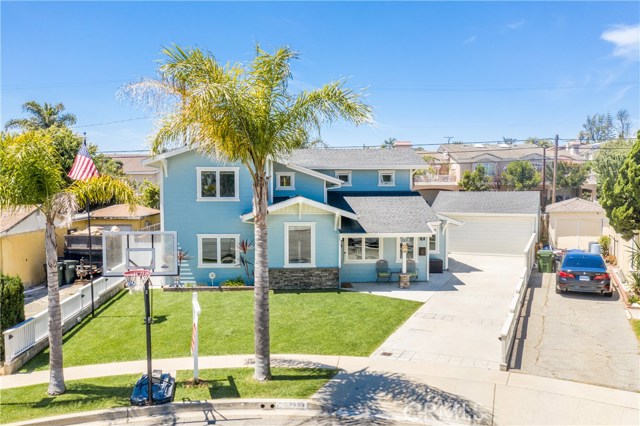 Front view, 65 foot driveway, 2 car garage parking