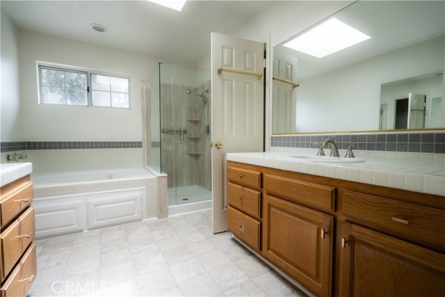 Separate soaking tub and shower