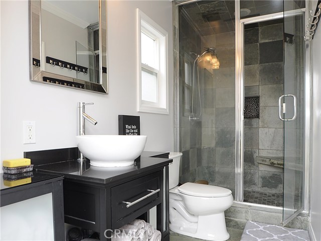 Master bath steam shower and vanity