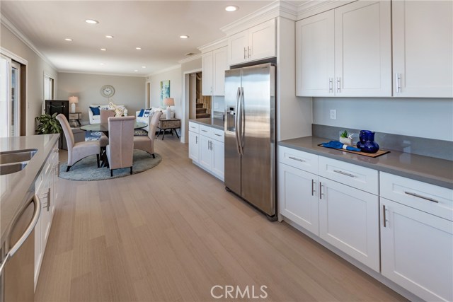 Kitchen open to family room and eating area